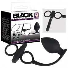 Анальная втулка «Black Velvets» с виброкольцами для пениса от компании You 2 Toys, цвет черный, 5885800000, бренд Orion, длина 9.5 см.