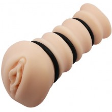 Мастурбатор вагина с утягивающими кольцами «Crazy Bull Rossi Flesh 3d», от компании Baile, цвет телесный, BM-009150H, из материала TPR, длина 14 см., со скидкой
