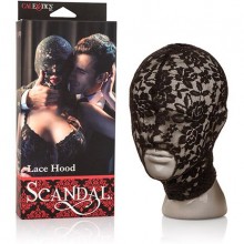 Закрытая кружевная маска на лицо «Lace Hood» из коллекции Scandal от компании California Exotic Novelties, цвет черный, SE-2712-06-3, бренд CalExotics, из материала Полиэстер, со скидкой