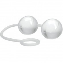 Вагинальные шарики «Climax Kegels Ben Wa Balls with Silicone Strap» от компании Topco Sales, цвет белый, TS1003057, из материала стекло, длина 16.5 см., со скидкой
