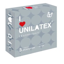 Классические презервативы «Dotted» с точечной поверхностью, упаковка 3 шт, Unilatex 3017, из материала латекс, длина 19 см., со скидкой