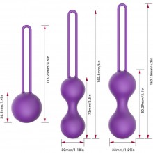 Набор из 3 вагинальных шариков на силиконовой сцепке от компании Erokay, цвет фиолетовый, ek-1704, длина 16 см., со скидкой