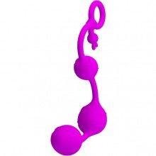 Шарики тройные, градуированные, на силиконовой сцепке, цвет фиолетовый, Baile Pretty Love BI-014206, длина 25 см.