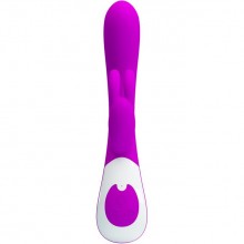 Изогнутый вагинальный вибратор «Harlan» с клиторальной стимуляцией от компании Baile, цвет фиолетовый, Pretty Love BI-014232-1, длина 21.5 см., со скидкой