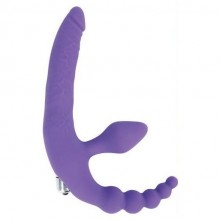 Анатомический страпон с вибрацией и анальным стимулятором от Sweet Toys, цвет фиолетовый, st-40185-5, из материала силикон, длина 15 см., со скидкой