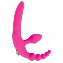 Анатомический страпон с вибрацией и анальным стимулятором от Sweet Toys, цвет розовый, st-40185-16, длина 15 см., со скидкой