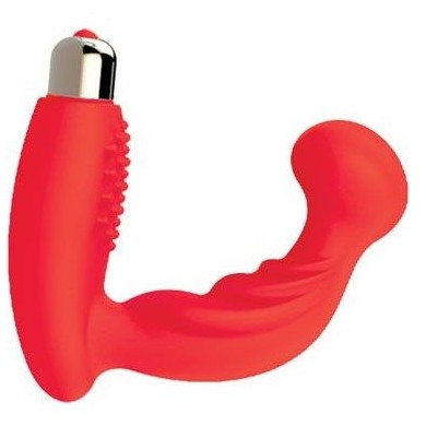 Универсальный массажер с ребристой поверхностью от компании Sweet Toys, цвет красный, st-40138-3, длина 9 см., со скидкой