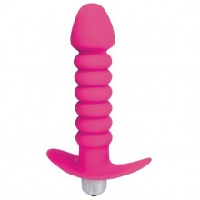 Ребристая анальная втулка с вибрацией от Sweet Toys, цвет розовый, st-40170-16, из материала силикон, длина 11.5 см., со скидкой