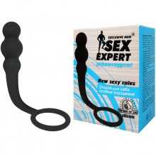 Анальная насадка с эрекционным кольцом от компании Sex Expert, цвет черный, sem-55142, длина 14.5 см., со скидкой