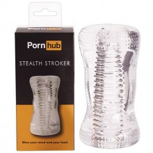 Полупрозрачный мастурбатор «Stealth Stroker» с ребристой текстурой от компании Porn Hub, цвет прозрачный, 94859, бренд PornHub, длина 13 см., со скидкой