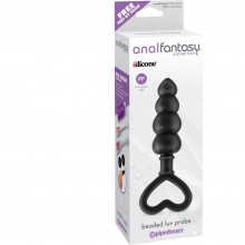 Втулка анальная «Beaded Luv Probe» из коллекции Anal Fantasy с удобной ручкой-ограничителем, цвет черный, PipeDream 464423, из материала силикон, длина 11.5 см.