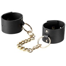 Широкие наручники «Wide Cuffs» на цепи из коллекции Maze от Bijoux, цвет черный, размер OS, 0246, бренд Bijoux Indiscrets, из материала кожа, One Size (Р 42-48), со скидкой