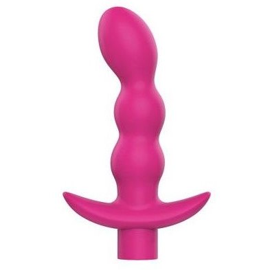 Изогнутый анальный стимулятор с вибрацией от компании Sweet Toys, цвет розовый, st-40188-6, из материала силикон, длина 11 см., со скидкой