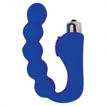 Изогнутый анальный стимулятор со съемной вибропулей от компании Sweet Toys, цвет синий, st-40173-2, из материала силикон, длина 11.5 см.