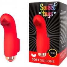 Вибронасадка на палец для стимуляции точки G от компании Sweet Toys, цвет красный, st-40131-3, из материала силикон, длина 7.2 см., со скидкой