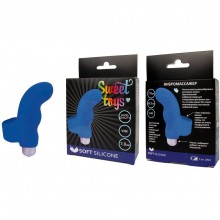 Вибронасадка на палец для стимуляции точки G со съемной вибропулей от компании Sweet Toys, цвет синий, st-40132-2, из материала силикон, длина 7.8 см.