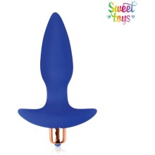Втулка анальная с вибрацией на основании, цвет синий, Sweet Toys st-40167-2, из материала силикон, длина 10.5 см., со скидкой