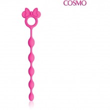 Силиконовая анальная цепочка с удобным кольцом от компании Cosmo, цвет розовый, csm-23126, длина 23 см.