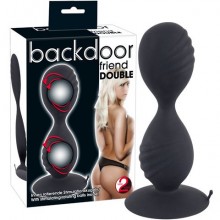 Анальные шарики на жесткой сцепке «Backdoor Double Friend» от компании You 2 Toys, цвет черный, 5259440000, бренд Orion, длина 12.5 см.