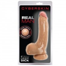 Фаллоимитатор на присоске «CyberSkin Real Man Deep Dick» от компании Topco Sales, цвет телесный, 1101276 TS, из материала TPR, длина 20.3 см., со скидкой
