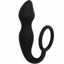 Анальный стимулятор с эрекционным кольцом на пенис или мошонку «Sensation Black» из коллекции Spice It Up от Lola Toys, цвет черный, 8005-01lola, из материала силикон, длина 10 см.