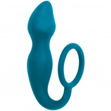 Анальный стимулятор с эрекционным кольцом на пенис или мошонку «Sensation Dark Aquamarine» из коллекции Spice It Up от Lola Toys, цвет голубой, 8005-03lola, длина 10 см., со скидкой