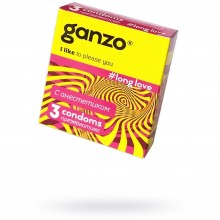 Пролонгирующие презервативы Ganzo «Long Love» с анестетиком, 3 шт. в упаковке, 04489, из материала латекс, длина 18 см.