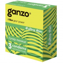 Презервативы ультратонкие от компании Ganzo - «Ultra thin», 3 шт. в упаковке, 04482, длина 18 см.