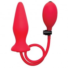 Анальная пробка-расширитель «Inflatable Silicone Plug» с грушей из коллекции Ouch от компании Shots Media, цвет красный, OU090RED, из материала силикон, длина 12.3 см., со скидкой
