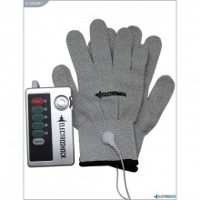 Перчатки с электростимуляцией «E-Stimulation Gloves» из коллекции ElectroShock от Shots Media, цвет серый, размер OS, ELC006GRY, из материала ткань, One Size (Р 42-48)