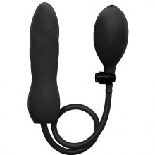 Анальный расширитель «Inflatable Twist» с грушей из коллекции Ouch от компании Shots Media, цвет черный, OU088BLK, длина 14.5 см., со скидкой
