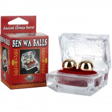 Золотистые вагинальные шарики «Ben Wa Balls» от компании PipeDream, цвет золотой, PD2711-00, из материала металл, длина 6 см., со скидкой