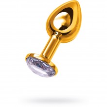 Небольшая анальная втулка с прозрачным кристаллом в основании от компании ToyFa, цвет золотой, 712004, длина 8.5 см., со скидкой