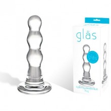 Блестящая анальная елочка «Triple Play» из стекла от компании Glas, цвет прозрачный, GLAS-15, из материала стекло, длина 9 см., со скидкой