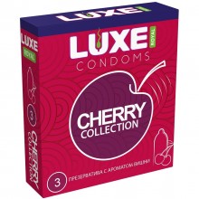 Презервативы Luxe «Royal Cherry Collection» с ароматом вишни, упаковка 3 шт, из материала латекс, длина 18 см.