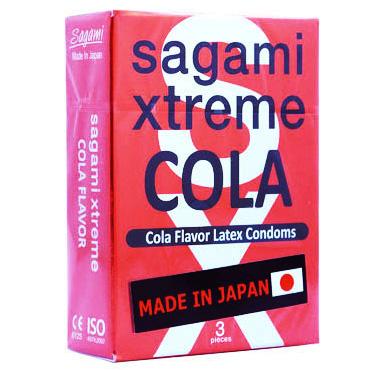 Ароматизированные презервативы «Xtreme COLA» от компании Sagami, упаковка 3 шт, из материала латекс, длина 19 см., со скидкой