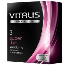 Ультратонкие презервативы Vitalis Premium «Super Thin» латексные, упаковка 3 шт, бренд R&S Consumer Goods GmbH, длина 18 см., со скидкой