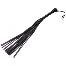Многохвостая кожаная плеть с петлей от компании СК-Визит, цвет черный, 3010-1, длина 65 см.