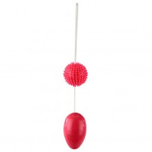 Двойные анальные шарики «Twin Balls» от компании Baile, цвет розовый, BI-014036-6-0101, из материала TPR, длина 5.5 см., со скидкой