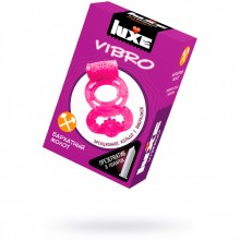 Эрекционное виброкольцо-презерватив Luxe Vibro «Бархатный молот», цвет оранжевый, из материала латекс, цвет розовый, длина 18.1 см., со скидкой