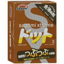 Презервативы «Sagami Xtreme Feel Up» с точечной текстурой и линиями прилегания, упаковка 3 шт., из материала латекс, длина 19 см., со скидкой