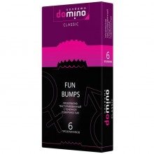 Текстурированные презервативы «Domino Fun Bumps» от компании Luxe, упаковка 6 шт., из материала латекс, цвет прозрачный, длина 18 см.