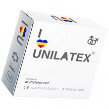 Разноцветные ароматизированные презервативы от компании Unilatex - «Multifruits», упаковка 3 шт., из материала латекс, цвет мульти, длина 18 см., со скидкой