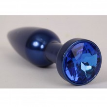 Большая анальная пробка с синим стразом от компании Luxurious Tail, цвет синий, 47197-4, коллекция Anal Jewelry Plug, длина 11.2 см., со скидкой