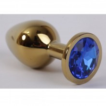 Металлическая анальная пробка с синим кристаллом от компании Luxurious Tail, цвет золотой, 47004-1, бренд 4sexdream, цвет синий, длина 8.2 см., со скидкой