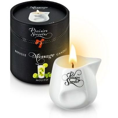 Массажная свеча с ароматом мохито «Bougie de Massage Mojito», 80 мл, Plaisir Secret 826012, 80 мл., со скидкой
