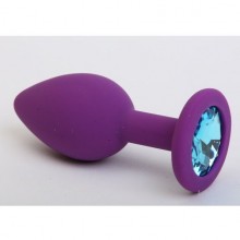 Силиконовая пробка с голубым стразом от компании 4sexdream, цвет фиолетовый, 47406, коллекция Anal Jewelry Plug, длина 7 см., со скидкой