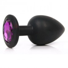 Силиконовая пробка с фиолетовым кристаллом от компании Vandersex, цвет черный, 122-2BF, коллекция Anal Jewelry Plug, длина 8 см.