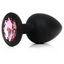 Cиликоновая пробка с розовым кристаллом от компании Vandersex, цвет черный, 122-3BP, длина 9.2 см.