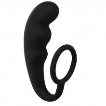 Эрекционное кольцо с анальным стимулятором «Mountain Range Anal Plug» от компании Lola Toys, цвет черный, 4218-01Lola, из материала силикон, коллекция Backdoor Black Edition, длина 19 см., со скидкой